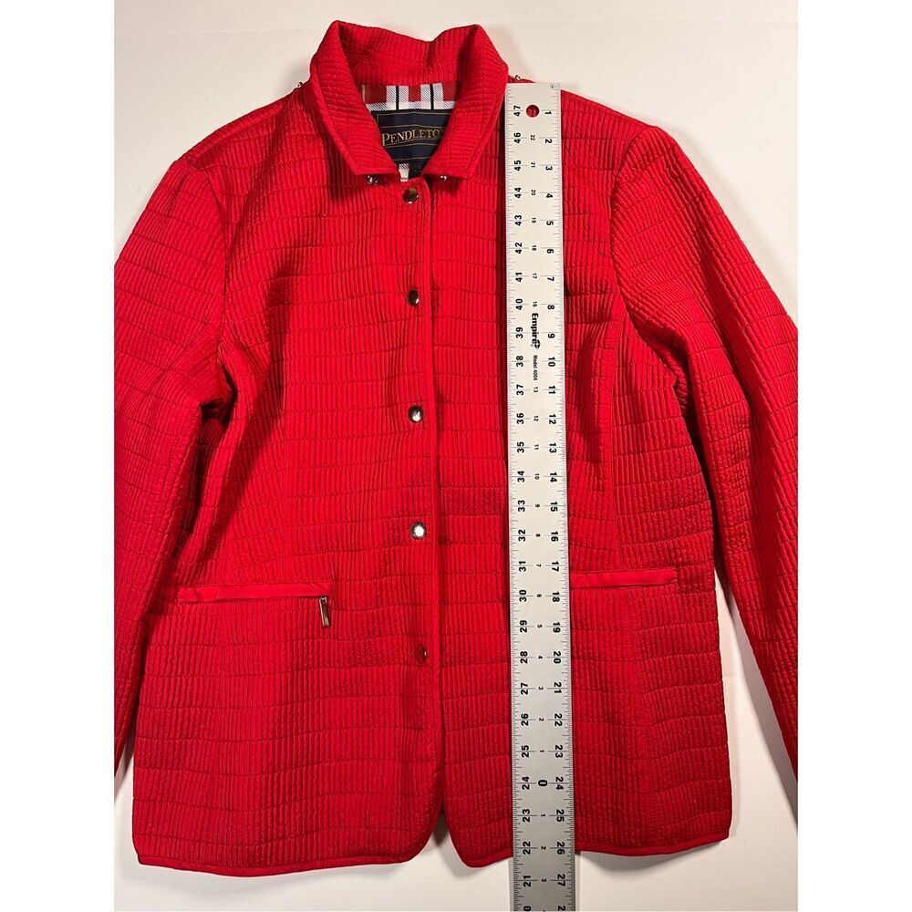 Pendleton Quilted Red Snap Front Jacket Removable… - image 8